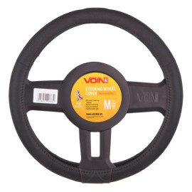 Чехол руля  VLOD-L2031 BK M черн/БО/перф/кожа