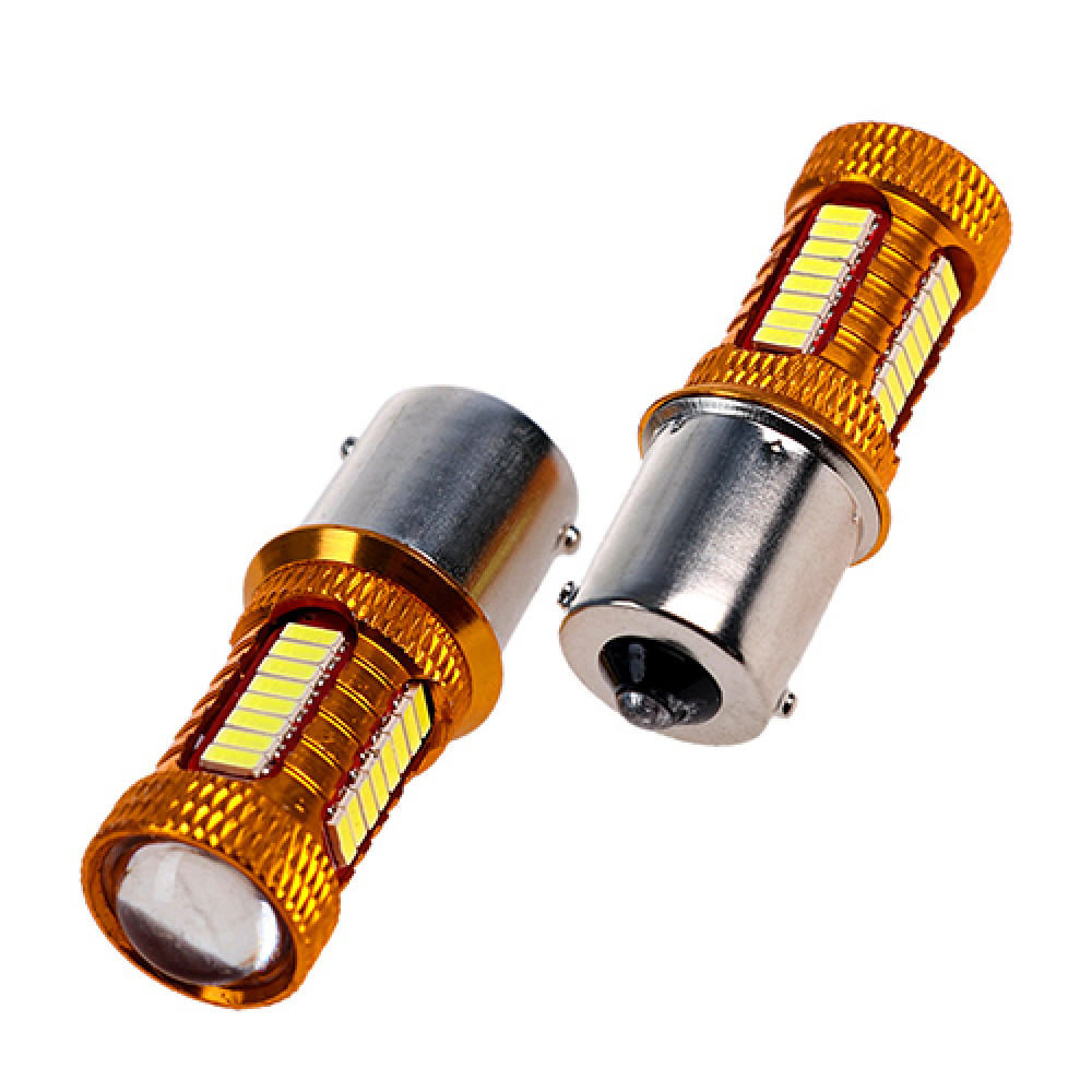 Лампа диодная S25 1156-4014-38SMD 1 контакта + линза 09377