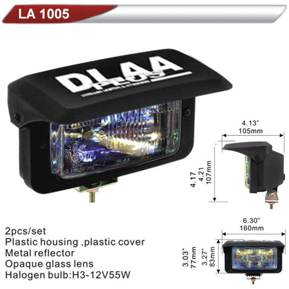 Фара дополнительная  DLAA 1005-RY/H3-12V-55W/160*83mm/крышка (LA 1005-RY)