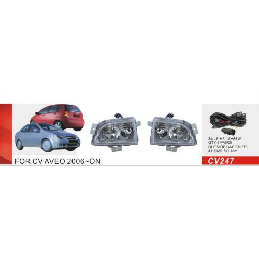 Фары доп.модель Chevrolet Aveo Hatchback/2002-08/CV-247/H3-12V55W/эл.проводка