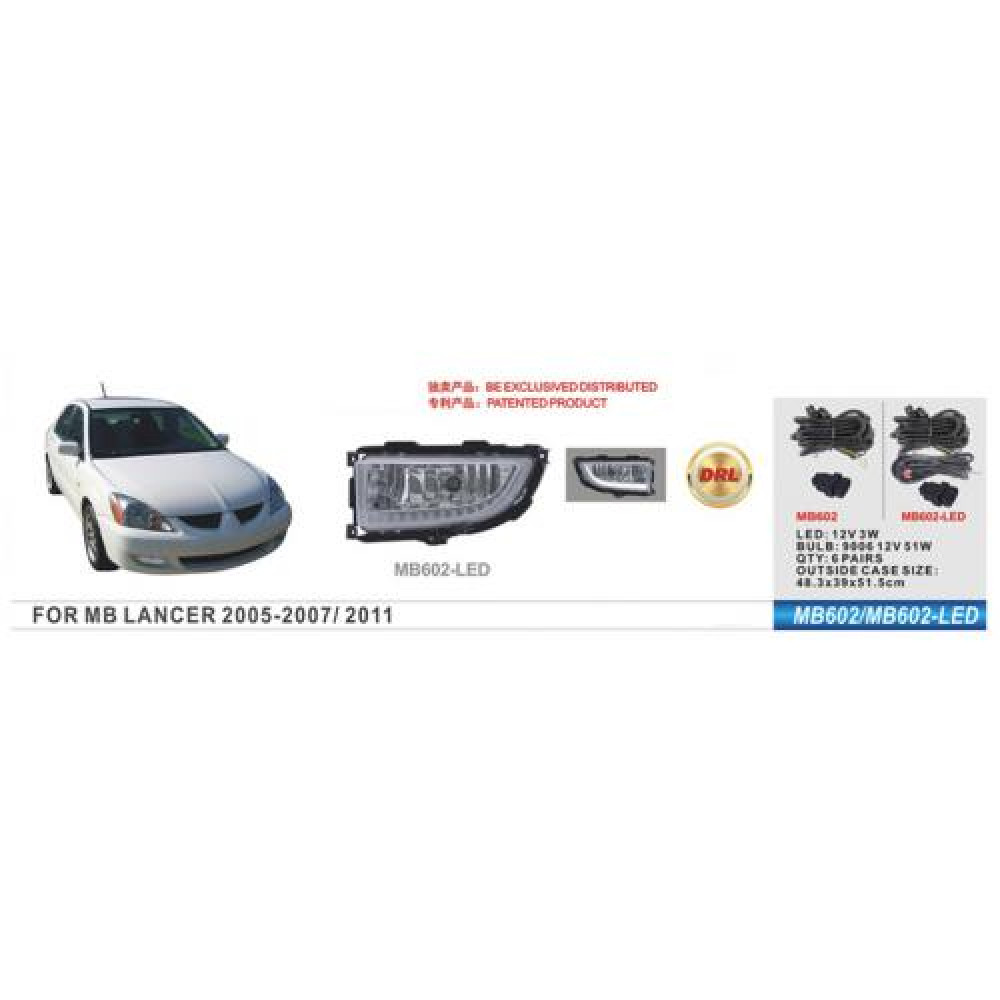 Фары доп.модель Mitsubishi Lancer 2005-07/MB-602-LED/HB4(9006)-12V51W+Led-3W/2в1/эл.проводка