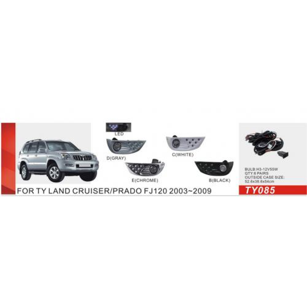 Фары доп.модель Toyota Prado FJ120 2003-09/TY-085E/H3-12V55W+LED-2W/FOG+DRL/эл.проводка
