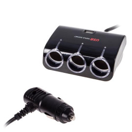 Разветвитель прикуривателя VOIN 3 выхода + 1USB 1000mA 12/24V SC-3073