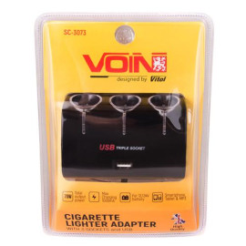 Разветвитель прикуривателя VOIN 3 выхода + 1USB 1000mA 12/24V SC-3073