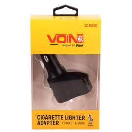 Разветвитель прикуривателя VOIN 1 выход + 2USB 2400mA 12/24V SC-1528С