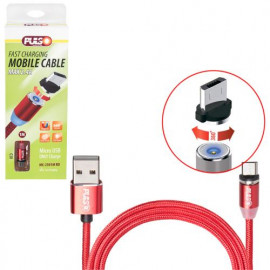 Кабель  магнитный PULSO USB - Micro USB 2,4А, 1m, red (только зарядка) (MC-2301M RD)