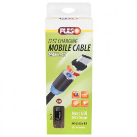 Кабель  магнитный VOIN MC-2302M BK USB - Micro USB 2,4А, 2m, black (только зарядка)