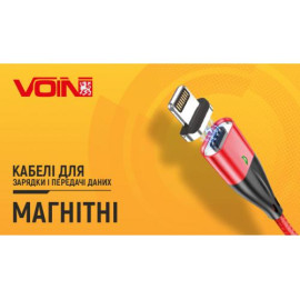 Кабель  магнитный VOIN USB - Micro USB 3А, 1m, red (быстрая зарядка/передача данных)