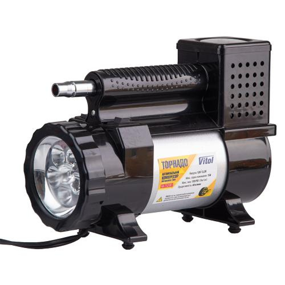 Компрессор "Торнадо" КА-Т12181 150psi/15Amp/40л/фонарь/прикур.+переходник/шланг 3,0м (КА-Т12181)