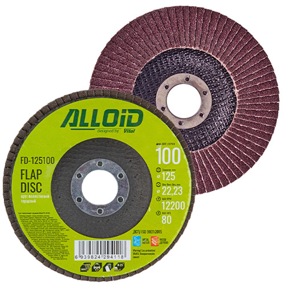 Alloid. Круг лепестковый торцевой 125 мм, зерно 100, T27