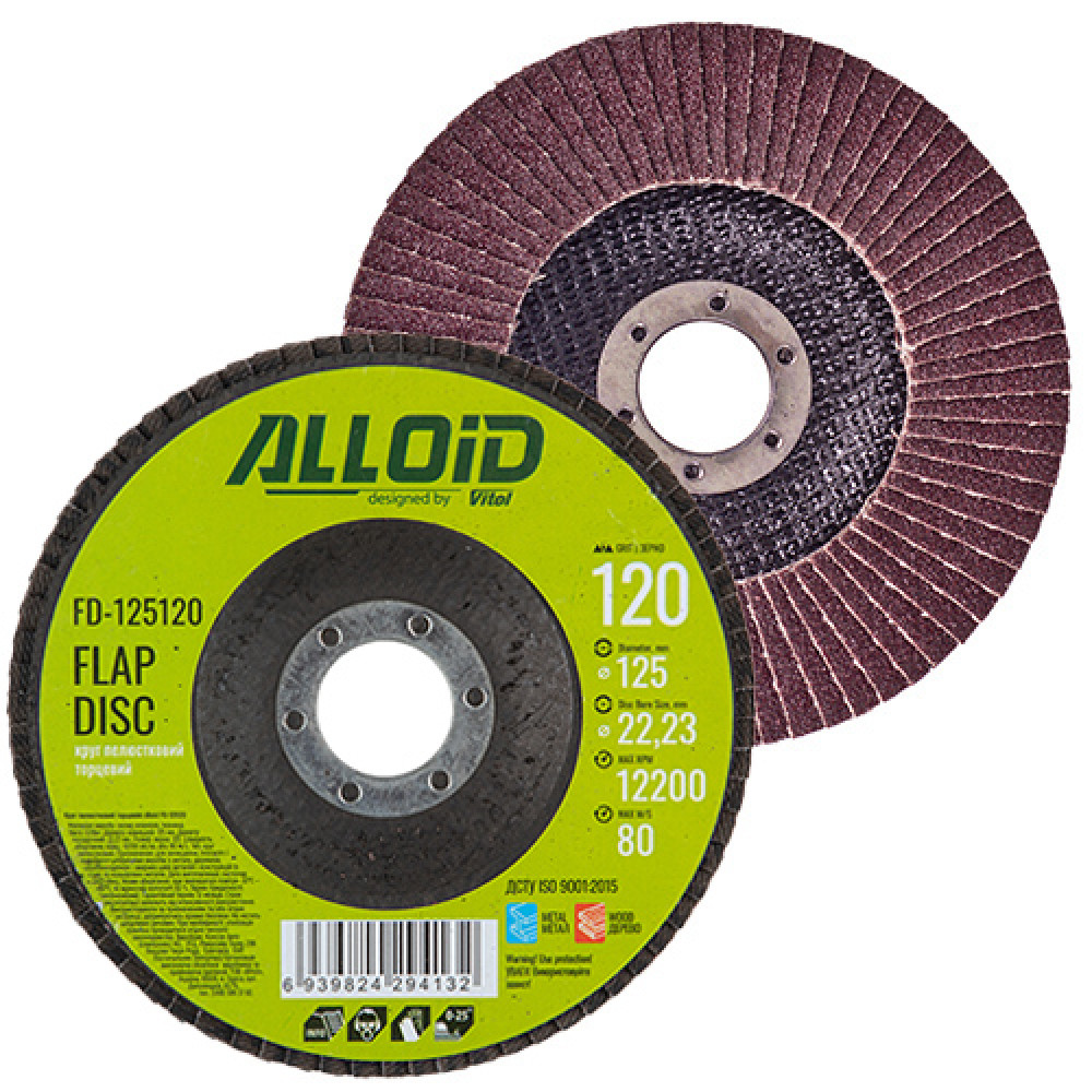 Alloid. Круг лепестковый торцевой 125 мм, зерно 120, T27