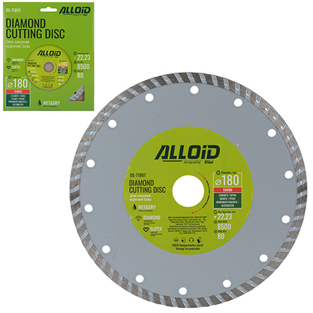 Alloid. Диск алмазный отрезной Turbo 180 мм
