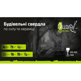 Alloid. Сверло по стеклу и керамике QUADRO  6мм, хвостовик HEX 1/4", L= 105mm