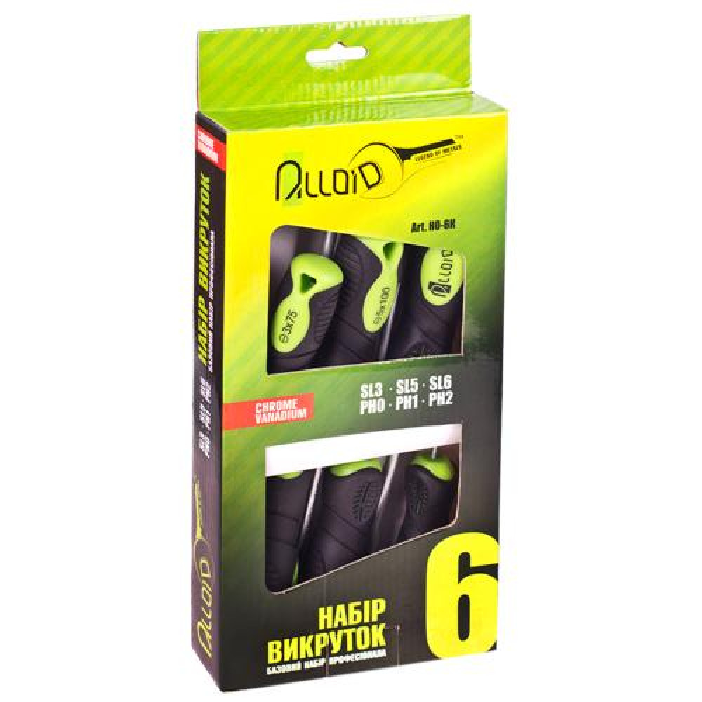 Alloid. Набор отверток шлиц и крест 6 предметов N (коробка)