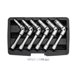 Ключі торцеві для свічок накалу YATO : 3/8", 8-16 мм, на шарнірі, Cr-V, 6 шт + кейс [10]
