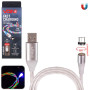 Кабель  магнитный Multicolor LED VOIN USB - Micro USB 3А, 2m, (быстрая зарядка/передача данных