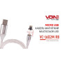 Кабель  магнитный Multicolor LED VOIN USB - Micro USB 3А, 2m, (быстрая зарядка/передача данных