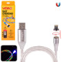 Кабель  магнитный Multicolor LED VOIN USB - Lightning 3А, 1m, (быстрая зарядка/передача данных)