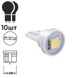 Лампа PULSO/габаритная/LED T10/W2.1x9.5d/W5W/1SMD -5050/12v/0.5w/12lm White (LP-121266)
