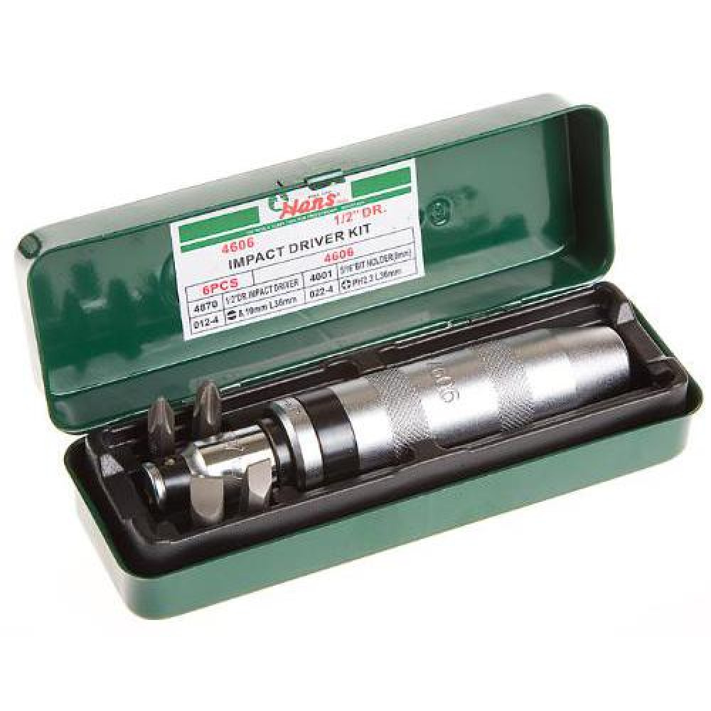 HANS. Ударная  отвертка SL 8,10мм; PH#2,3; 6 предм(4606)