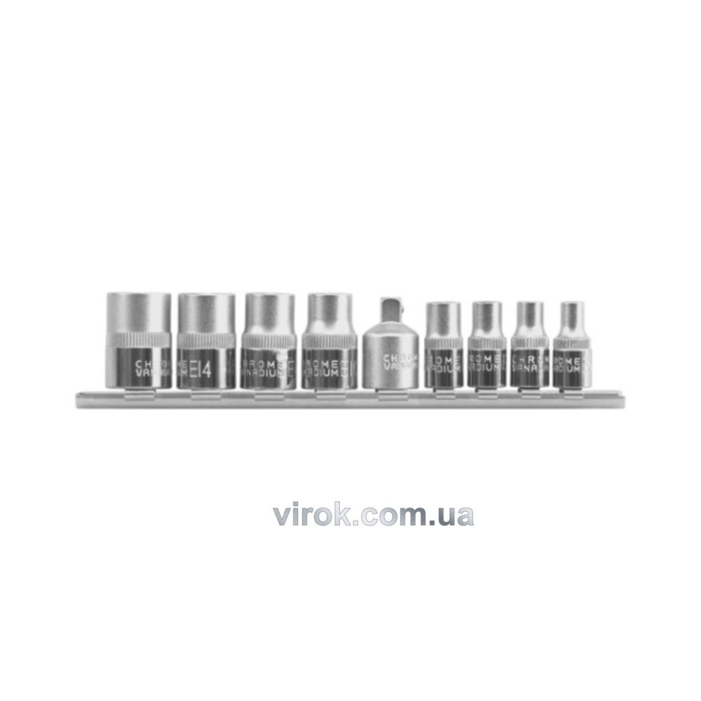 Головки торцеві YATO : TORX Е5-Е16, квадрат 1/4" з перехідником на M=3/8", Набір 9 шт. [10/40]