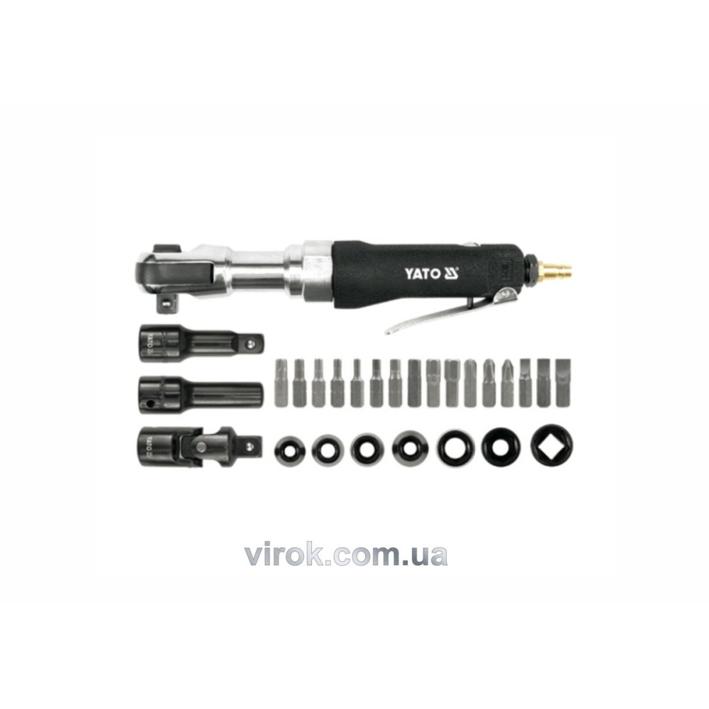 Тріщатка пневматична YATO : квадрат- 1/2", 68 Нм, 6.2 бар, 110 л/хв, з обладунками, 30 шт. [4]