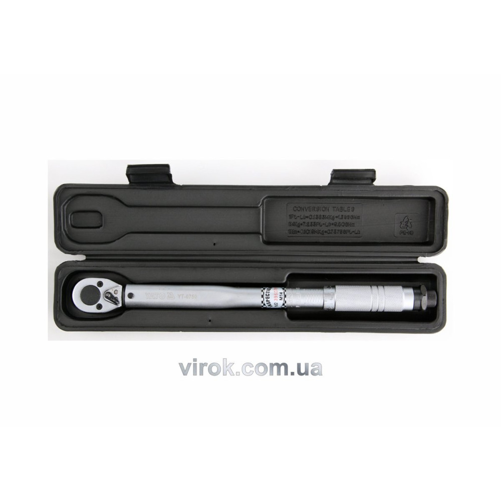 Ключ динамометричний YATO : квадрат 3/8", F= 19- 110 Нм, L= 366 мм YT-0750
