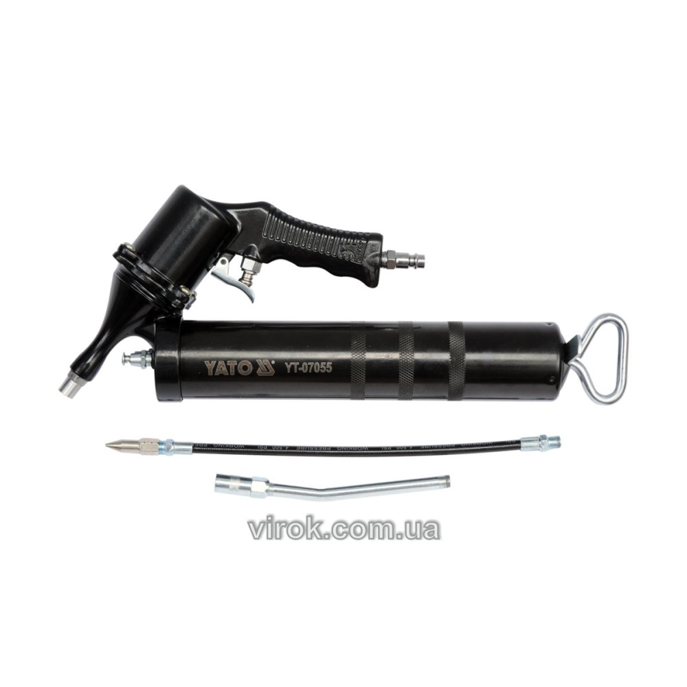 Шприц мастильний пневматичний YATO: 400 см³, вих. P = 30-40 MPa, продукт. - 28 л / хв YT-07055