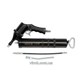 Шприц мастильний пневматичний YATO: 400 см³, вих. P = 30-40 MPa, продукт. - 28 л / хв YT-07055