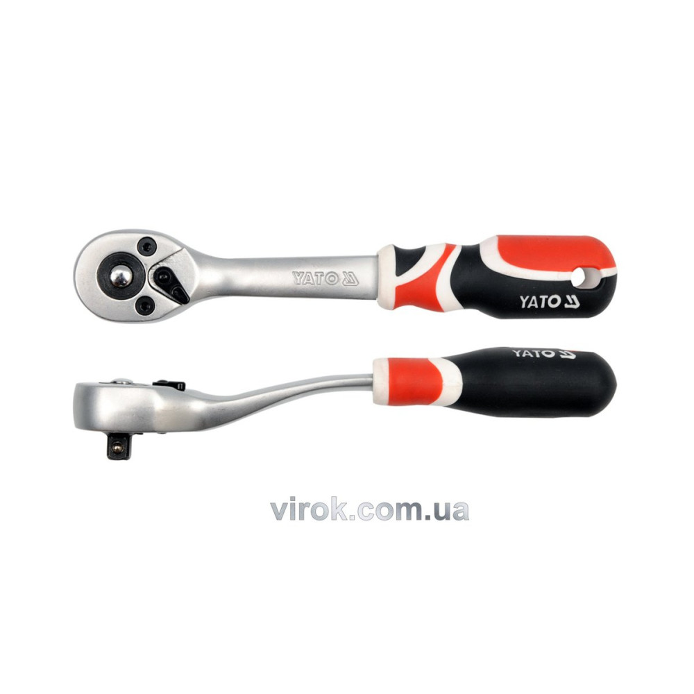 Тріскачка YATO : квадрат 1/4", L= 155 мм, 72T, вигнута ручка YT-0730