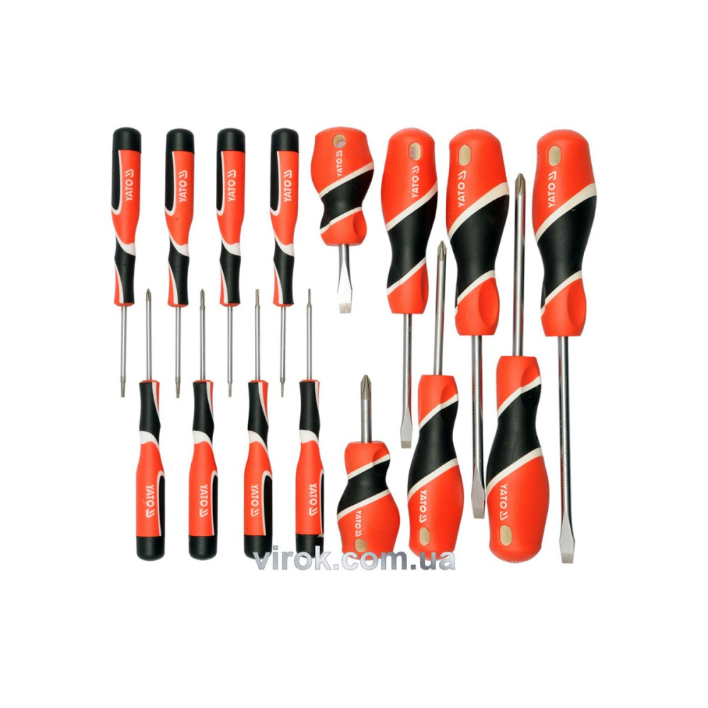 Набір викруток YATO : SL, PH, TORX. 15 шт. YT-25981