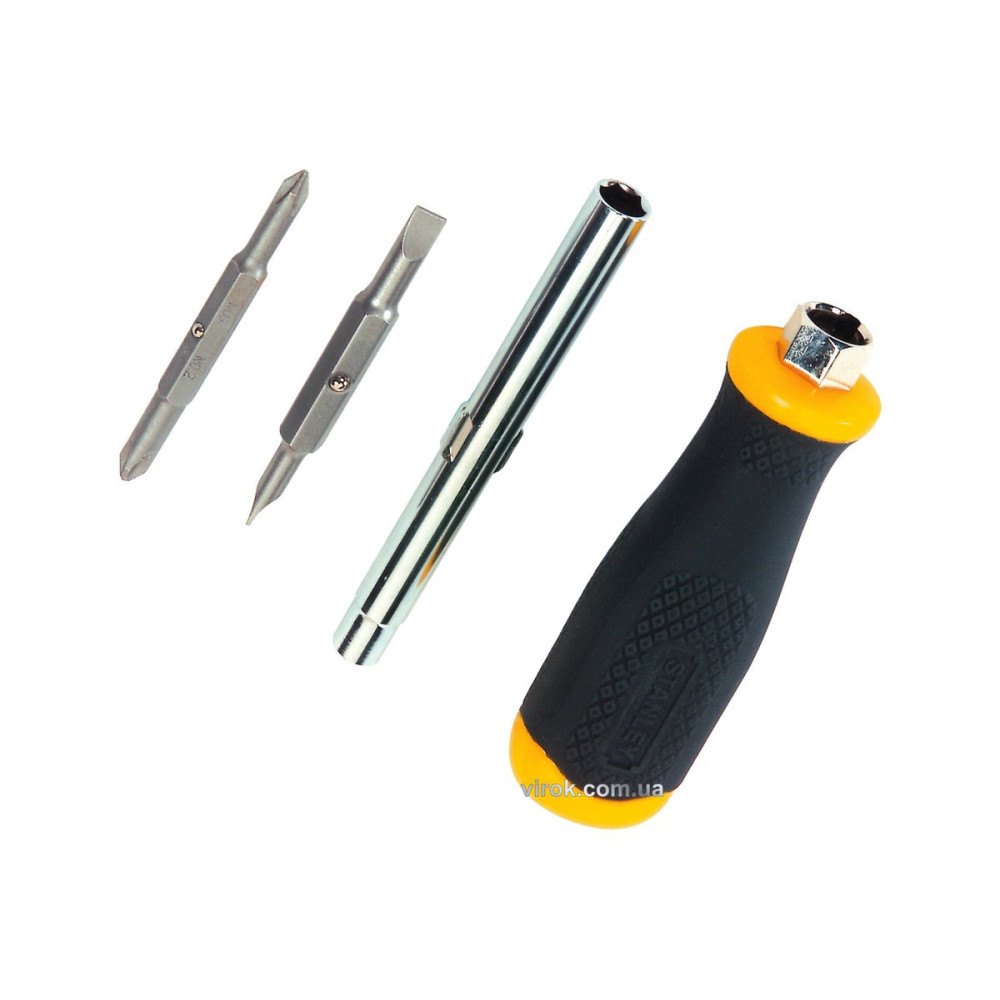 Викрутка STANLEY "6 Way" : насадки двосторонні PH1/PH2 1 шт, SL4,5/SL6 1 шт. подовжувач 6x8 мм