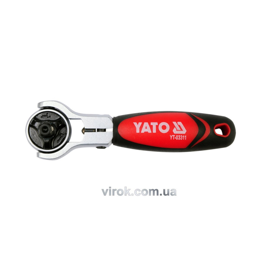 Тріщатка YATO : квадрат 1/4", L= 115 мм, 72T, обертова головка [10/100]