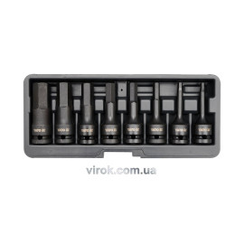 Набір насадок викруткових ударних YATO : HEX M6-M19. 6-гр. квадрат 1/2". 8 Од. [15]