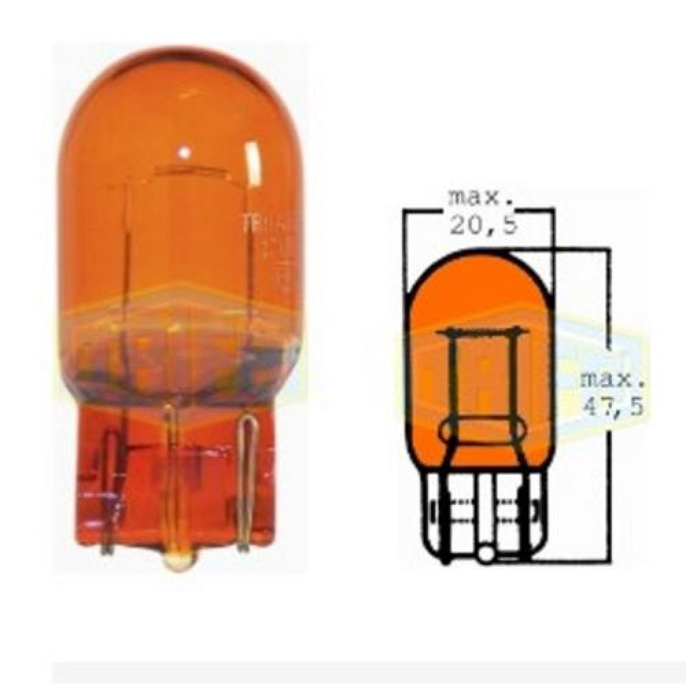 Лампа автомобильная с клиновидним цоколем Trifa 12V WY21W WX 3x16d amber (81781)