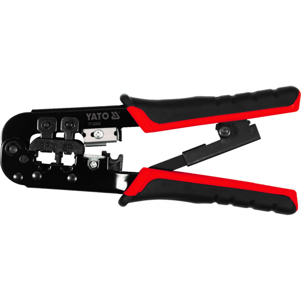 Клещи для обжима и зачистки кабелей YATO : RJ45, RJ11, L=190 мм YT-22442