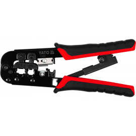 Клещи для обжима и зачистки кабелей YATO : RJ45, RJ11, L=190 мм YT-22442