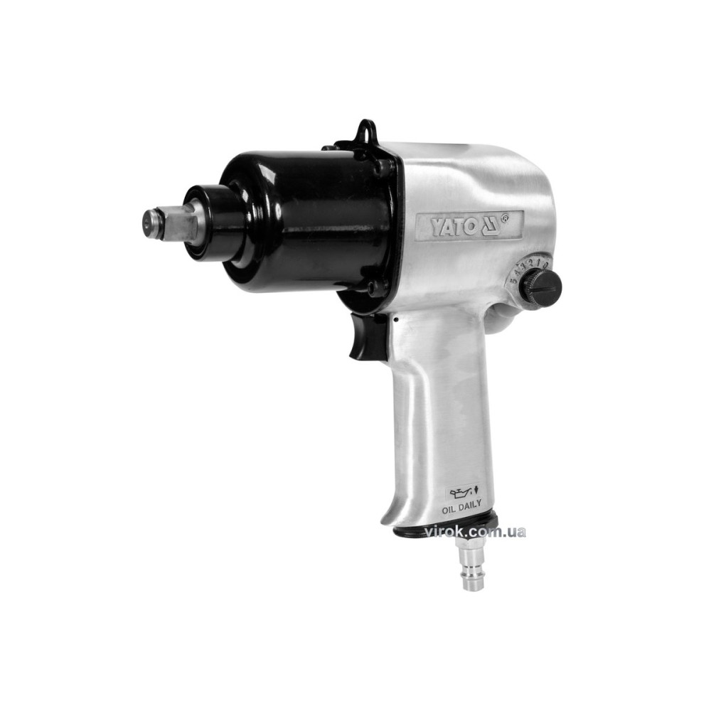 Гайковерт ударный пневматический YATO: квадрат 1/2", F=850 Nm, раб. давление-6-8 Bar при 119 л/мин YT-09525