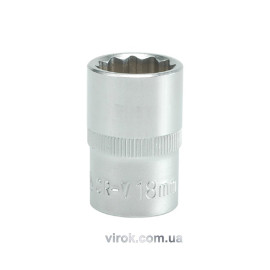 Головка торцева 12-гранна YATO : квадрат 1/2", М= 18 мм, L= 38 мм [12/120/240]
