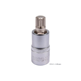 Головка торцева до квадрату 1/2" YATO з насадкою "SPLINE" M12, L= 55 мм [40/160]