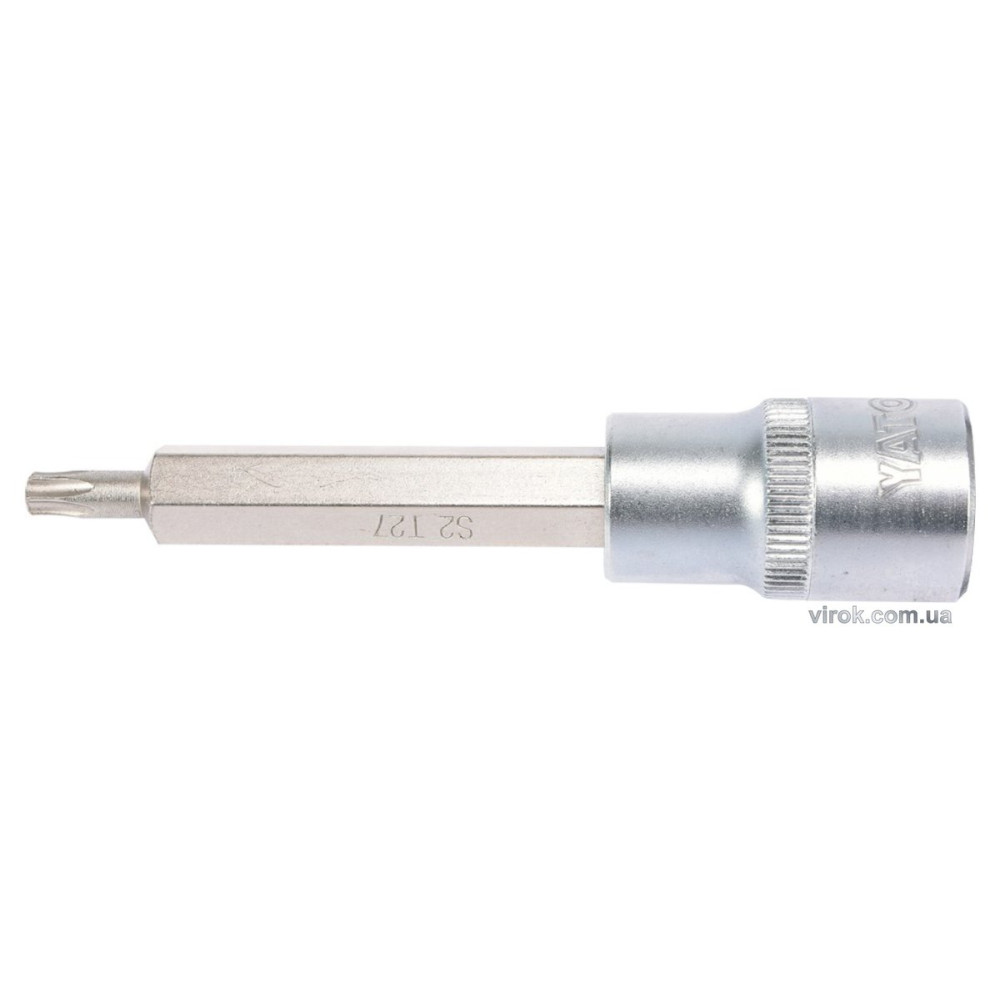 Головка торцева до квадрату 1/2" YATO з насадкою "TORX" подовжена Т27, L= 100 мм [20/120]