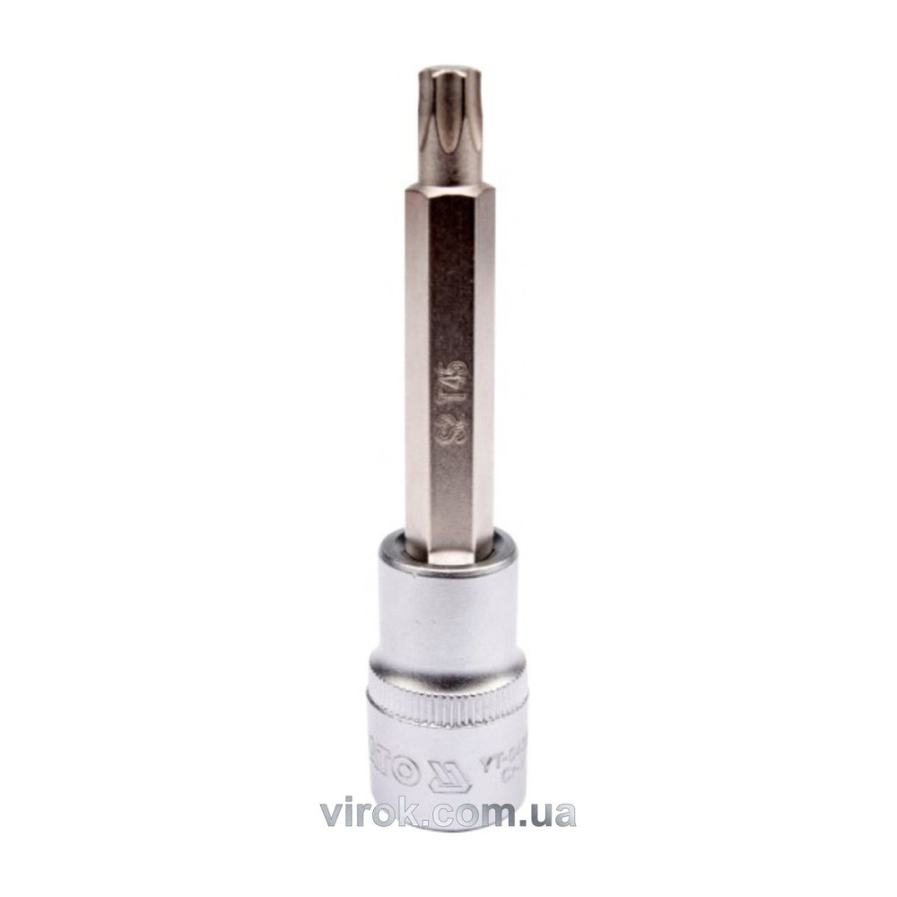 Головка торцева до квадрату 1/2" YATO з насадкою "TORX" подовжена Т45, L= 100 мм [20/120]