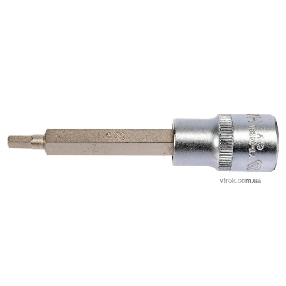 Головка торцева з насадкою HEX YATO : квадрат 1/2". HEX M5, L= 100 мм. подовжена [20/120]