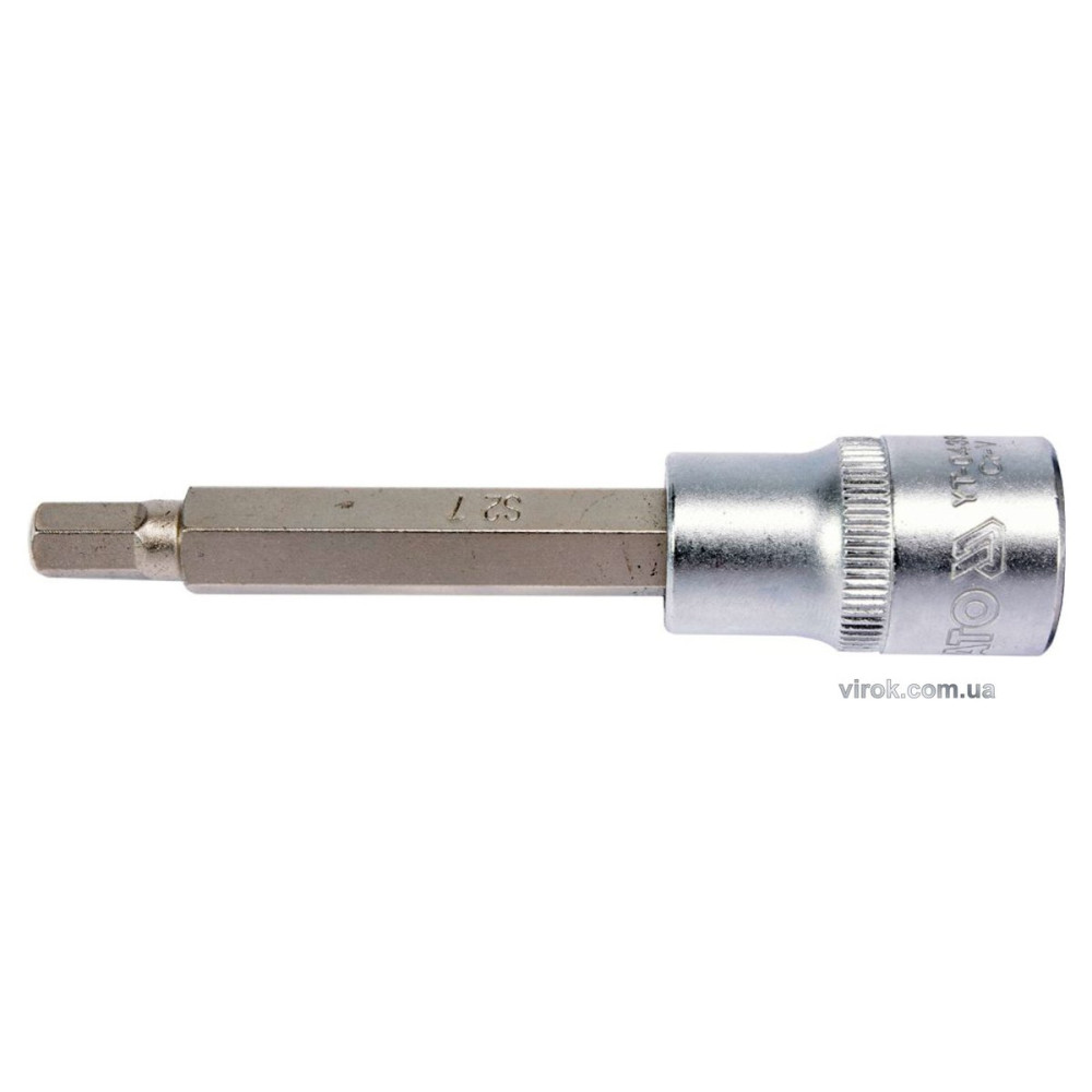 Головка торцева з насадкою HEX YATO : квадрат 1/2". HEX M7, L= 100 мм. подовжена [20/120]