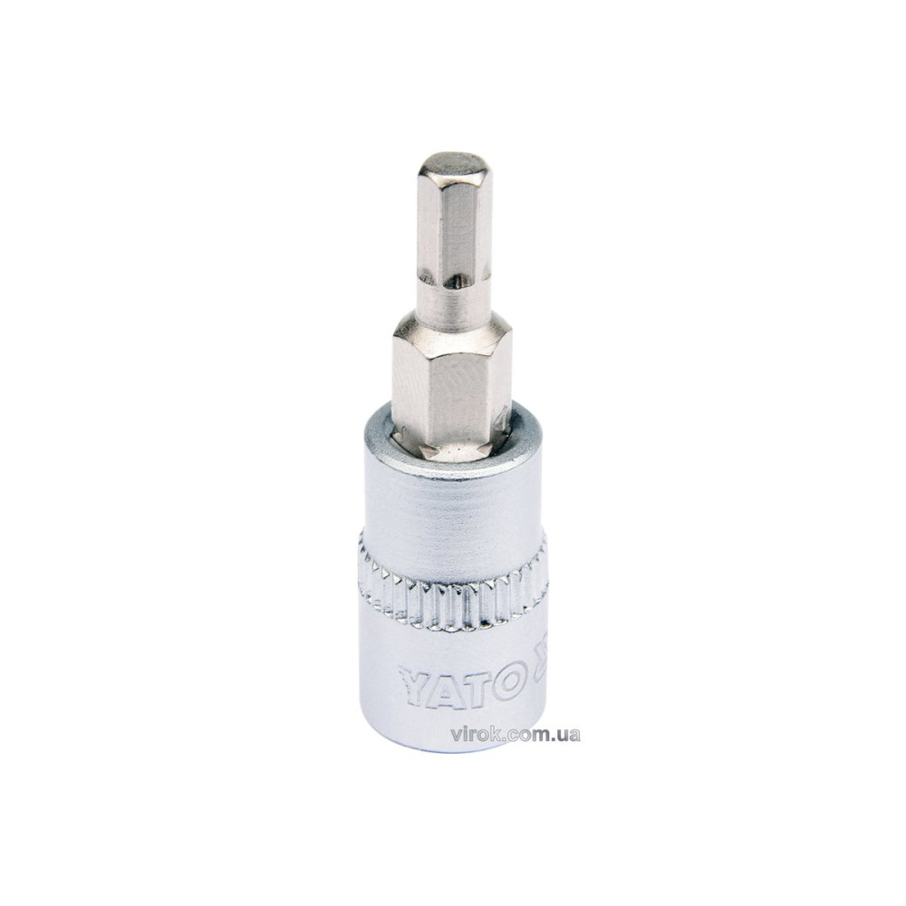 Головка торцева з насадкою HEX YATO : квадрат 1/4". HEX M4, L= 37 мм [150/600]