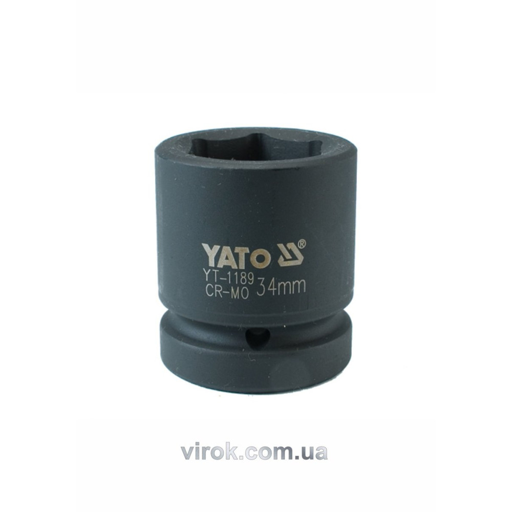 Головка торцева ударна 6-гранна YATO : квадрат 1", М= 34 мм, L= 61 мм [6/24]