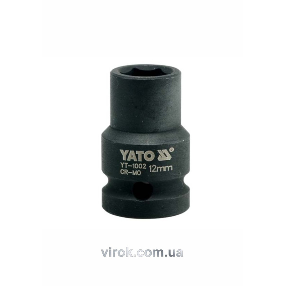 Головка торцева ударна 6-гранна YATO : квадрат 1/2", М= 12 мм, L= 39 мм [60/240]