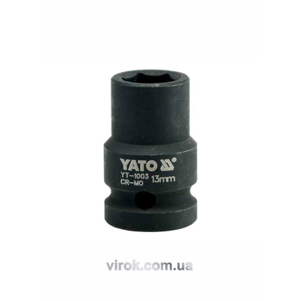 Головка торцева ударна 6-гранна YATO : квадрат 1/2", М= 13 мм, L= 39 мм [60/240]