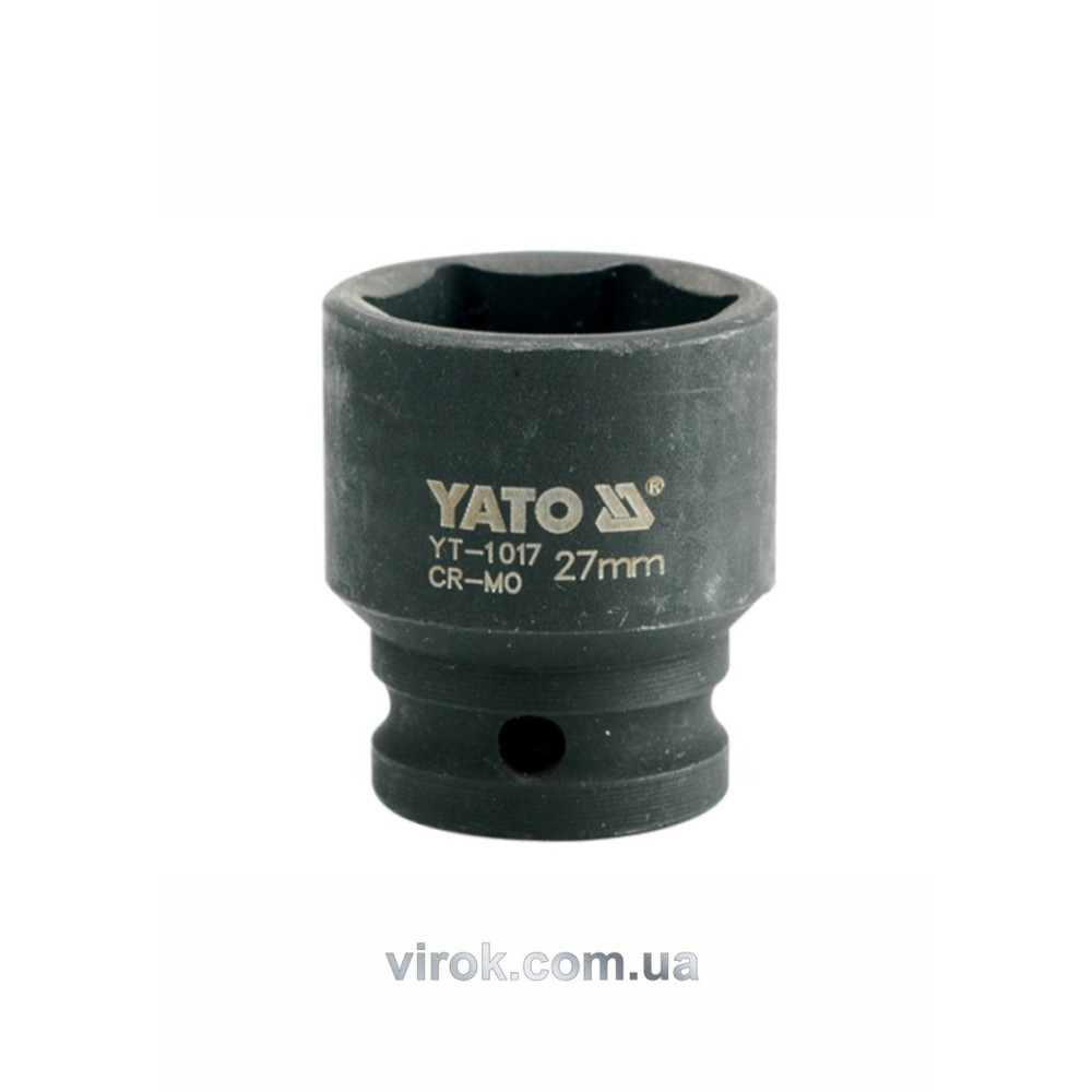 Головка торцева ударна 6-гранна YATO : квадрат 1/2", М= 27 мм, L= 43 мм [24/96]