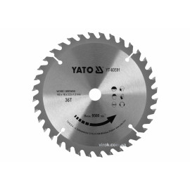Диск пиляльний победітовий по дереву YATO: 165x16x2.2x1.5 мм, 36 зубців, R.P.M до 9500 1/хв [25/50]